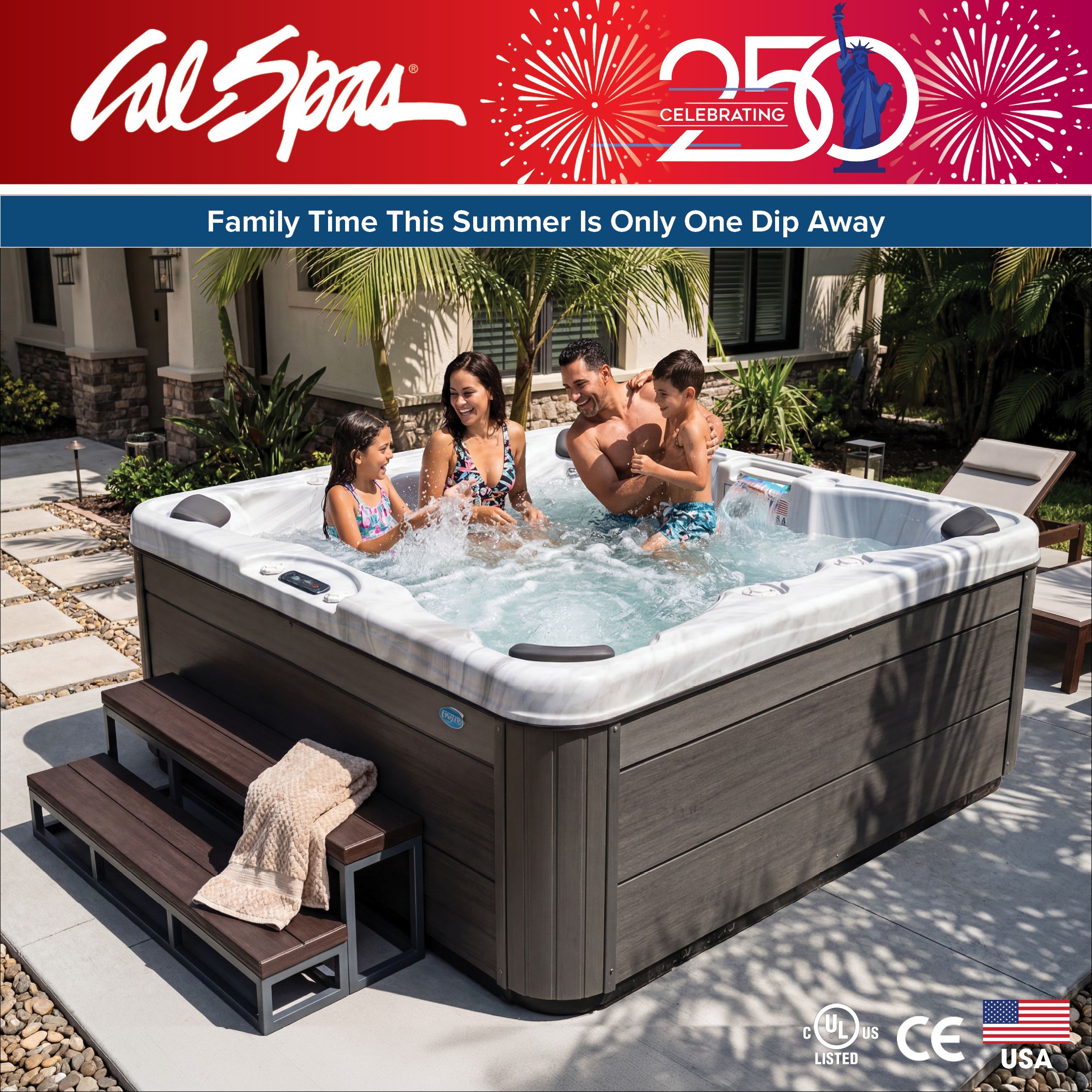 Calspas hot tub being used in a family setting - Colorado